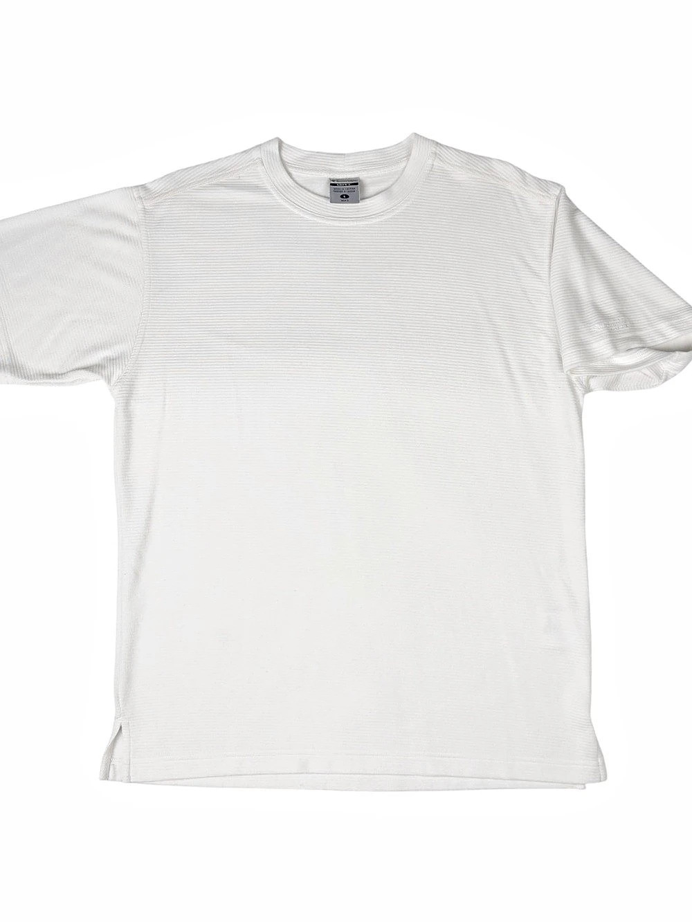 COLUMBIA GRT Shirt Men's L White Ribbed Short Sleeve Fishing Workout Casual Pull